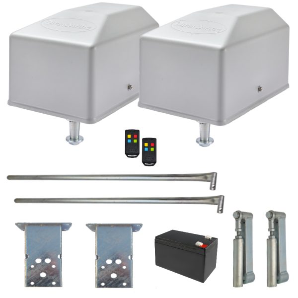 Double outward swing kit with wall mounts